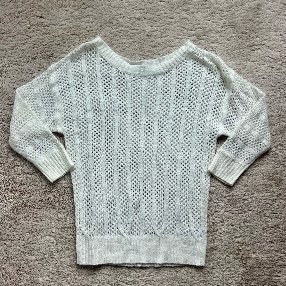 Forever 21 White Knit Crew Neck Sweater